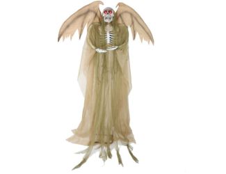 Lifesize Animatronic Reaper with Wings with Lights and Sound, Indoor/Covered Outdoor Halloween Decor