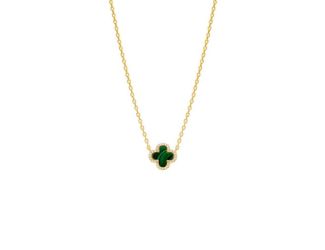 Pave Outlined Four Leaf Clover Necklace Size 18"