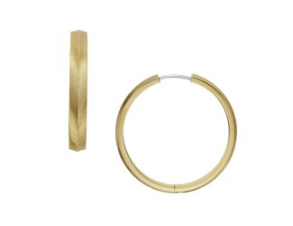 Harlow Linear Texture Gold-Tone Stainless Steel Hoop Earrings