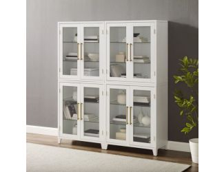Roarke 2Pc Glass Door Kitchen Pantry Storage Cabinet Set