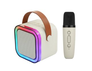 Mini Karaoke Bluetooth Speaker w/ Wireless Mic & Front RGB Sahara