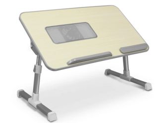 Ergonomic Laptop Cooling Table with Fan - Gray