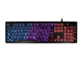 Large Print Tri-Color LED Backlit USB Keyboard