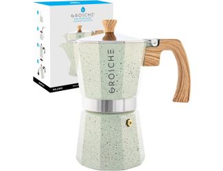 Stovetop Espresso Coffee Maker: Milano Stone - Mint Green, 6 cup