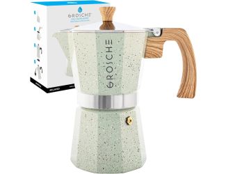 Stovetop Espresso Coffee Maker: Milano Stone - Mint Green, 9 cup