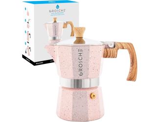 Stovetop Espresso Coffee Maker: Milano Stone - Blush Pink, 3 cup