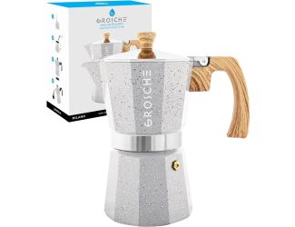 Stovetop Espresso Coffee Maker: Milano Stone - Fossil Grey, 6 cup