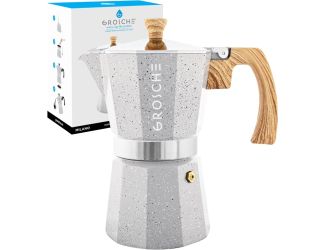 Stovetop Espresso Coffee Maker: Milano Stone - Fossil Grey, 9 cup