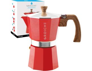 Stovetop Espresso Coffee Maker: Milano - Red, 6 cup