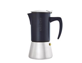 Stovetop Espresso Maker Milano - Black Steel, 6 cup stainless steel