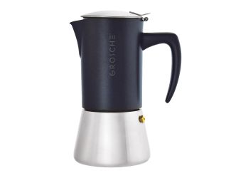 Stovetop Espresso Maker Milano - Black Steel, 10 cup stainless steel