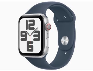 Apple Watch SE GPS + Cellular 44mm Silver Aluminum Case with Storm Blue Sport Band - S/M