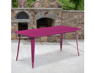 31.5" x 63" Rectangular Purple Metal Indoor-Outdoor Table - Industrial Table