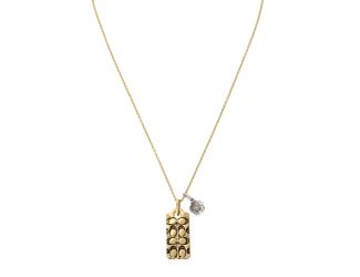 Quilted C Crystal Tag Pendant Necklace