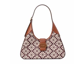 Spade Flower Jacquard Nouveau Shoulder Bag - Burgundy Multi