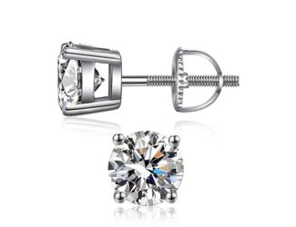 Sterling Silver 5MM Round Cut Screw Back Studs