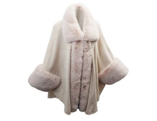 Ruana w/ Faux Mink Trim and Cuffs