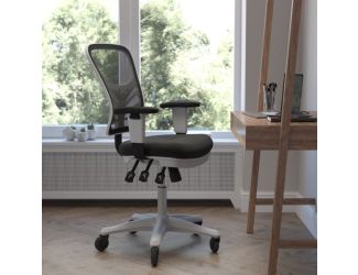 Mid-Back Ergonomic Multifunction Mesh Chair with Polyurethane Wheels-Black