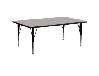 30"W x 72"L Rectangular Grey HP Laminate Activity Table - Height Adjustable Legs