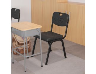 880 lb. Capacity Black Plastic Stack Chair with Open Back and Black Frame