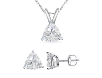 Bright White Pristine Trillion shape Lab Grown Diamond Screwback Set, 14K Rose Gold 1.00ct, GH, VS