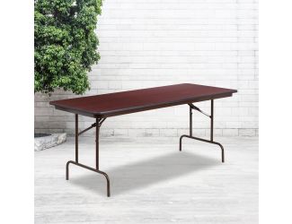 6-Foot High Pressure Mahogany Laminate Folding Banquet & Catering Table