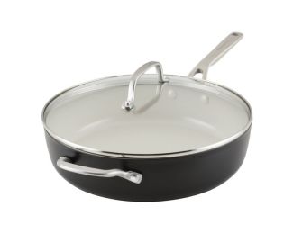 5qt Hard Anodized Ceramic Saute Pan w/ Lid Black