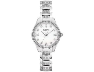 Ladies Crystal Stainless Steel Bracelet watch, White MOP dial