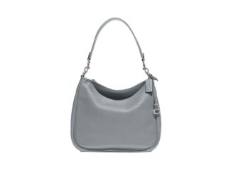 Soft Pebble Leather Cary Shoulder Bag - Grey Blue/Silver
