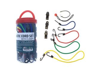 30pc Jar of Bungee Cords plus Tarp Clamps