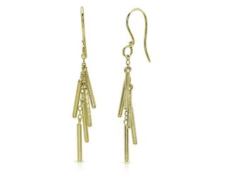 PARIKHS Gold Plated Dropped Matte Gold Plated Bar Earring in 925 Sterling Silver