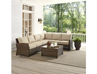 Bradenton 5-Piece Outdoor Wicker Seating Set with Sand Cushions