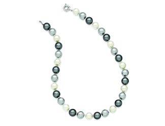 Sterling Silver Majestik 12-13mm Multi-color Shell Bead Necklace