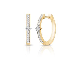 PARIKHS Princess cut Diamond Hoop Earring in 10K Yellow Gold 0.30ct, Color-IJ, Clarity-I1 I2