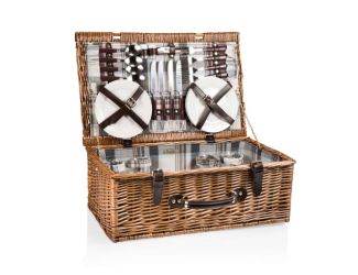 Newbury Basket - Navy Blue & Burgundy Plaid Pattern