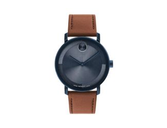 Men's Bold Evolution 2.0 Navy & Cognac Leather Strap Watch Navy Dial
