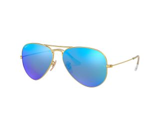 Polarized Aviator Sunglasses - Matte Gold/ Blue Mirror