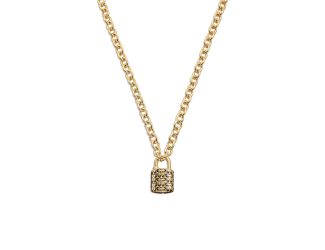 Quilted C Padlock Pendant Necklace