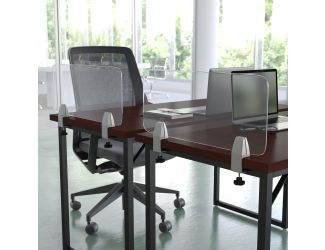 Clear Acrylic Desk Partition, 12"H x 23"L (Installation Hardware Included)