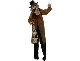 5.25-Ft. Jebediah Bones Animatronic Gravekeeper, Indoor or Covered Outdoor Halloween Decor, Red LED