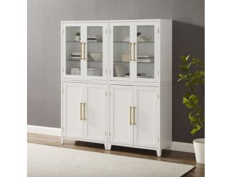 Roarke 2Pc Pantry Storage Cabinet W/Glass Door Hutch Set