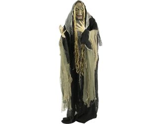 Life-Size Poseable Swamp Witch with Lights and Sound, Indoor/Covered Outdoor Halloween Decoration