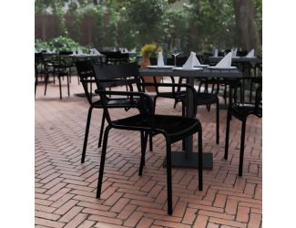 Modern Commercial Grade 2 Slat Indoor/Outdoor Steel Chair in Red