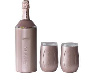 Vinglace Wine Chiller and Glass Gift Set Rose Gold