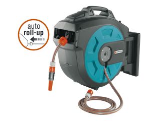 Spring Driven Auto Roll Up Hose Reel with 82.5 Feet of Hose