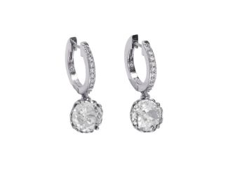 That Sparkle Pave Huggie Hoop Earrings - Clear/Silver