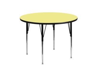 42" RD Yellow Thermal Laminate Activity Table - Standard Height Adjustable Legs