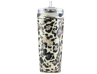 IceShaker 26oz Insulated Stainless Steel Shaker Bottle- Flex Lid w/Straw-Leopard