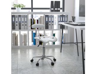 Vibrant Silver and Chrome Swivel Task Office Chair with Tractor Seat
