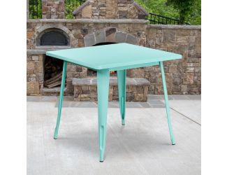 31.5" Square Mint Green Metal Indoor-Outdoor Table - Hospitality Furniture